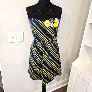 Judith March Dress Sleeveless Rear Zip Cotton Side Pockets Large Navy Bl…